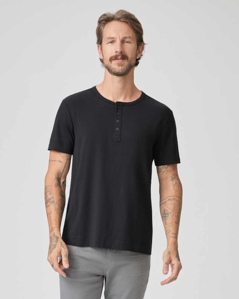 Harwood Short Sleeve Henley - Black